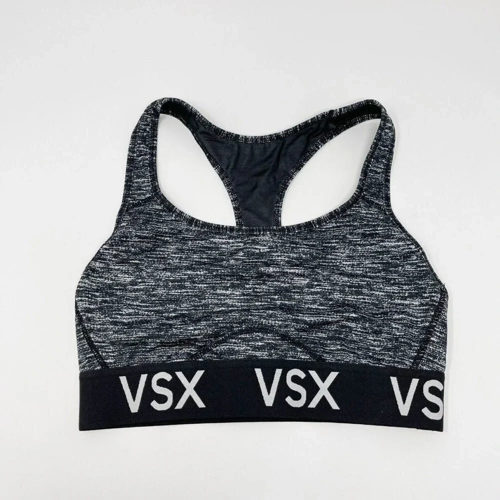 Victoria's Secret VSX Unpadded Sports‎ Bra Women's Size Small Black Spacedye